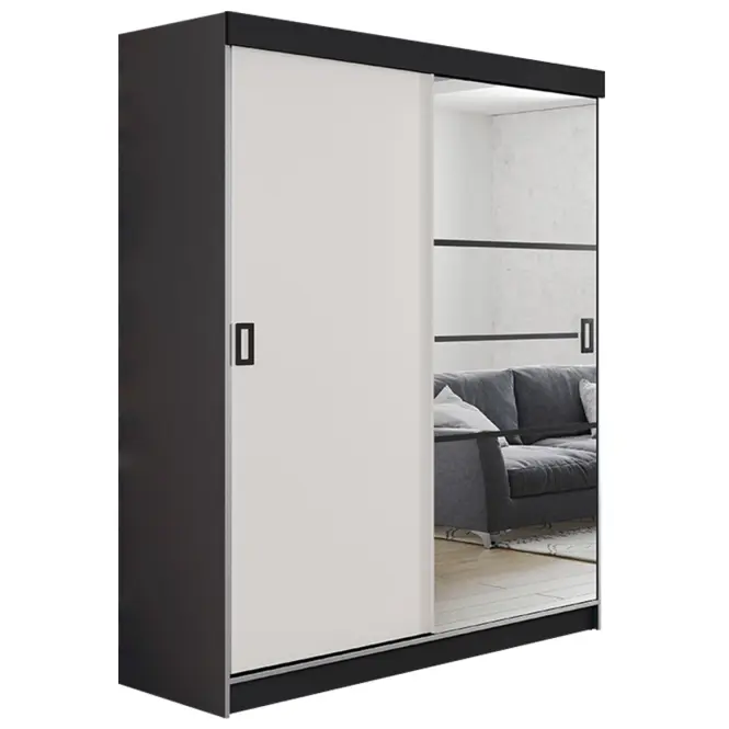 Skriňa s posuvnými dverami Retro 6L 138 cm so zrkadlom – grafit/biela, dvojdverová