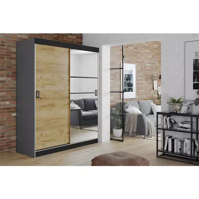 Skriňa Retro 138 6L grafit/ Dvierka craft