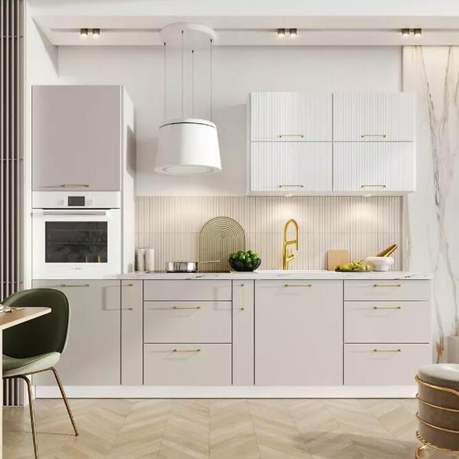 Kuchynská skrinka Max W60/68 Slim Pl so strieborným digestorom  svetlobéžová