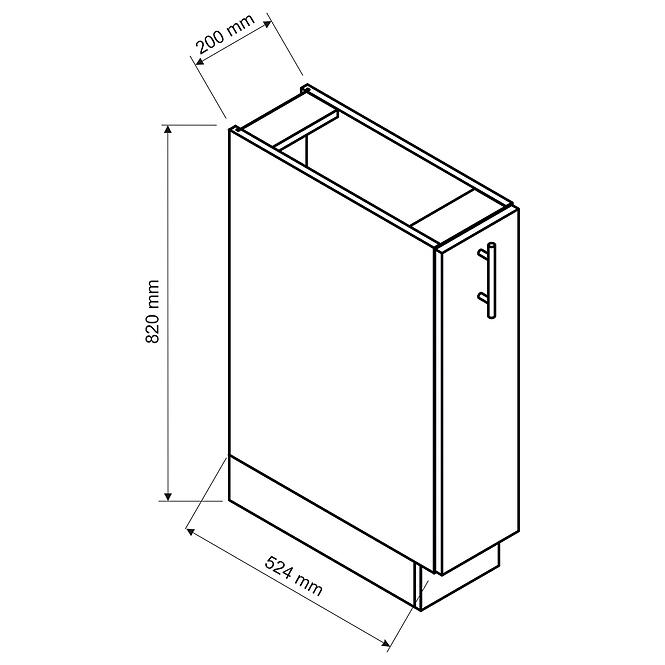 Kuchynská skrinka Max D20 Cargo + Kôš   svetlobéžová,2