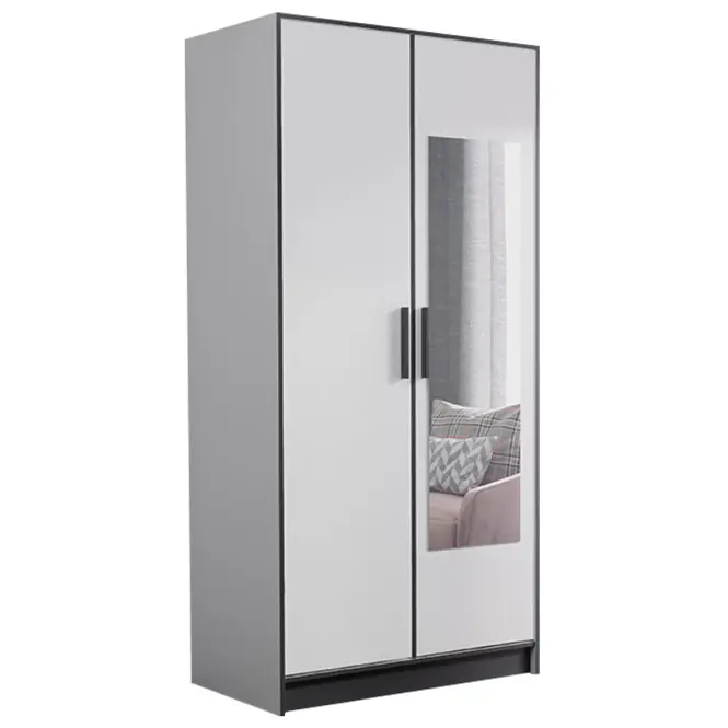 Skriňa Roj 107 cm so zrkadlom – biela, dvojdverová
