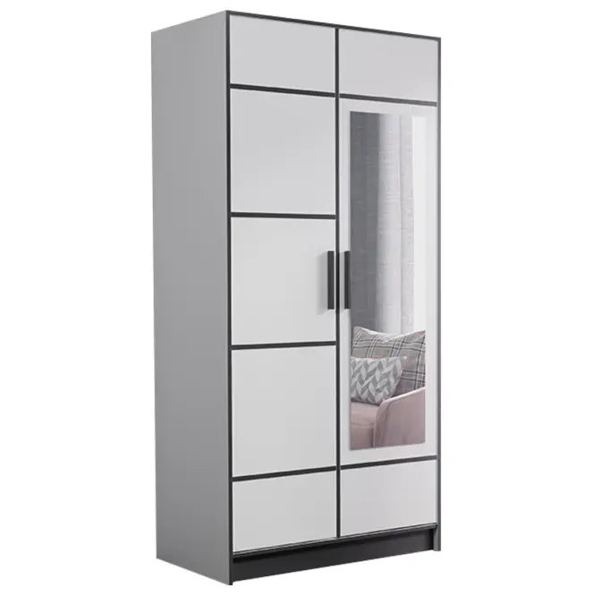 Skriňa Roj 107 cm so zrkadlom – biela, dvojdverová,2