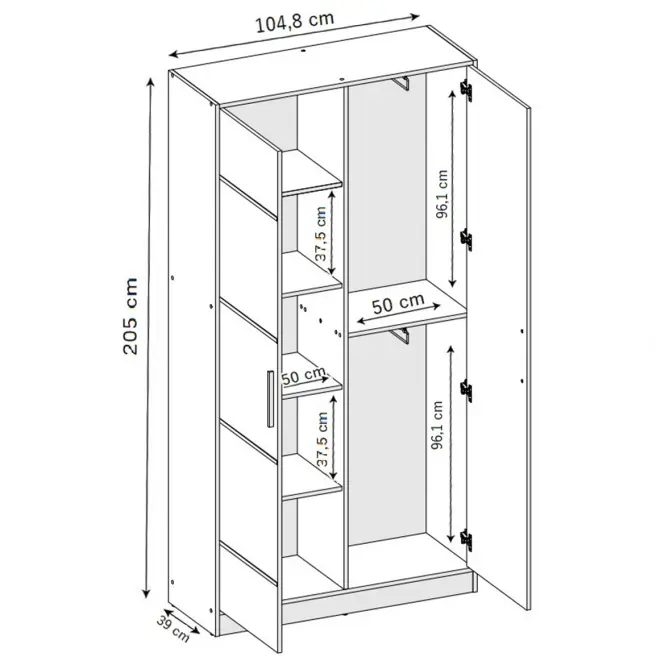 Skriňa Roj 107 cm so zrkadlom – dub craft zlatý\', dvojdverová