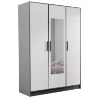 Skriňa Roj 157 cm so zrkadlom – biela, trojdverová