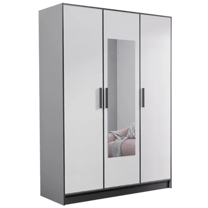 Skriňa Roj 157 cm so zrkadlom – biela, trojdverová