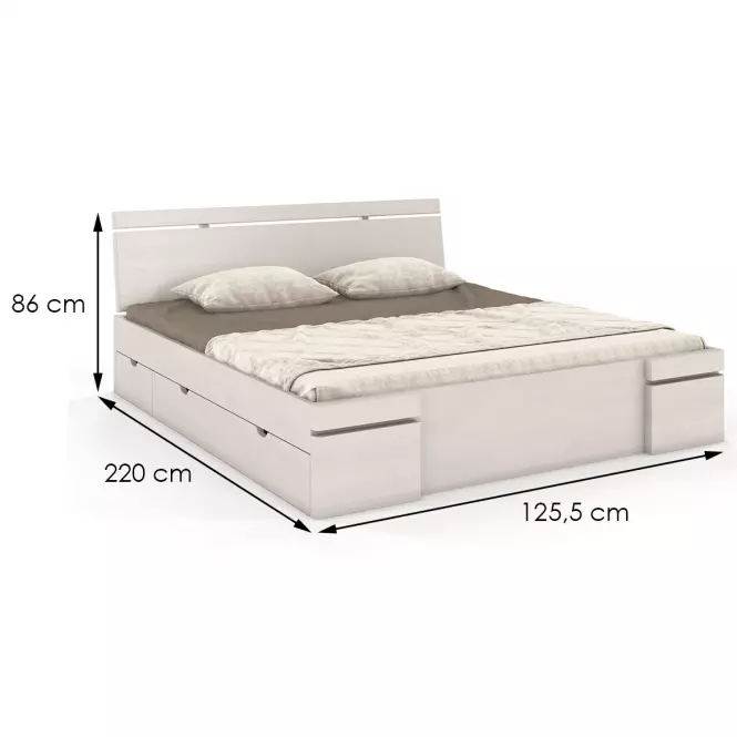 Posteľ borovicová Skandica Sparta maxi+zásuvka 120X200 biela,2