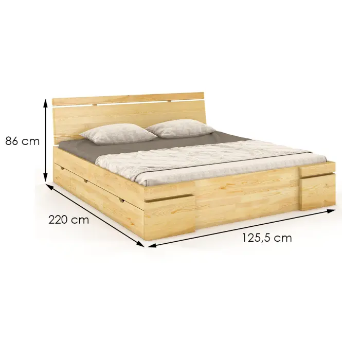 Posteľ borovicová Skandica Sparta maxi+zásuvka 120X200 prírodná,2