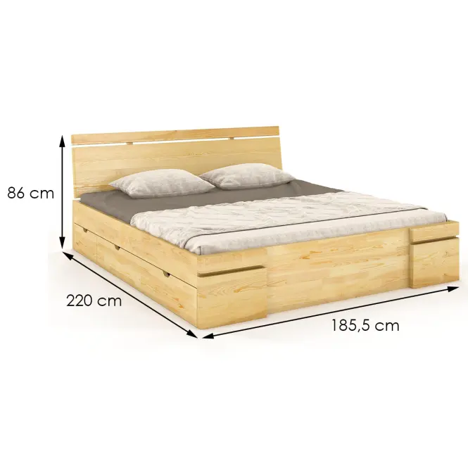 Posteľ borovicová Skandica Sparta maxi+zásuvka 180x200 prírodná,2