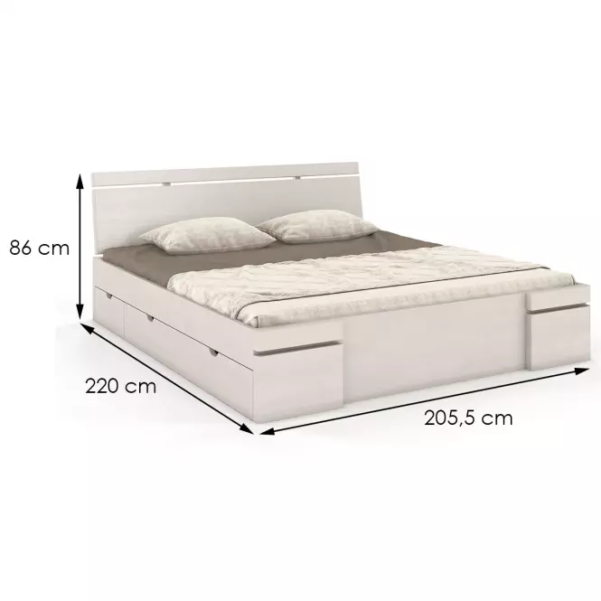 Posteľ borovicová Skandica Sparta maxi+zásuvka 200X200 biela,2