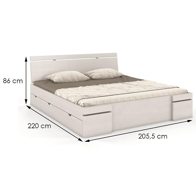 Posteľ borovicová Skandica Sparta maxi+zásuvka 200X200 biela,2