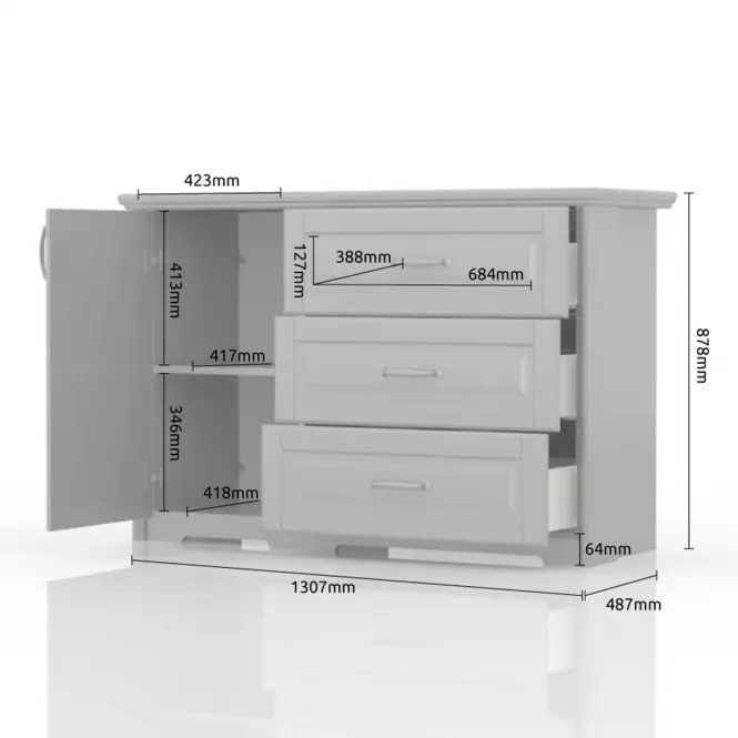 Komoda 1d3s Evergreen k13/eg ivory mat,3