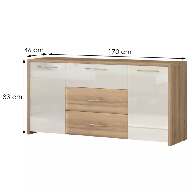 Komoda Gala k23/gl pacific walnut/beige