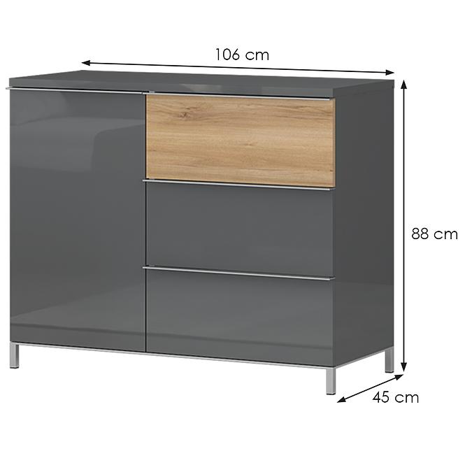 Komoda 1d3s Onyx k13/on lakované pacific walnut/anthracit,2