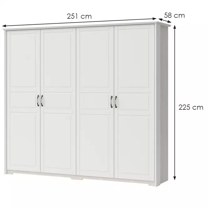 Skriňa 4d Evergreen p4/eg ivory mat