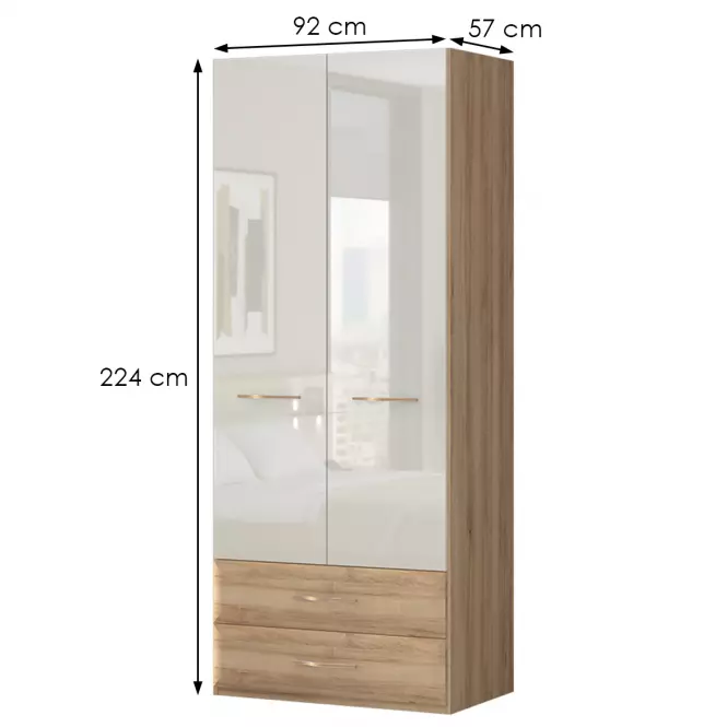 Skriňa 2d2s Gala p22/gl lakovaná pacific walnut/beige,2