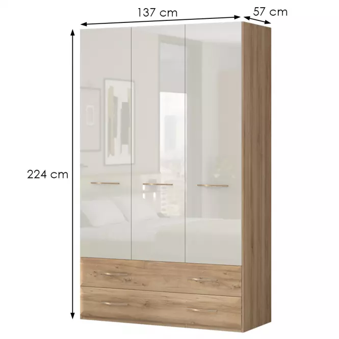 Skriňa 3d2s Gala lakované p32/gl pacific walnut/beige