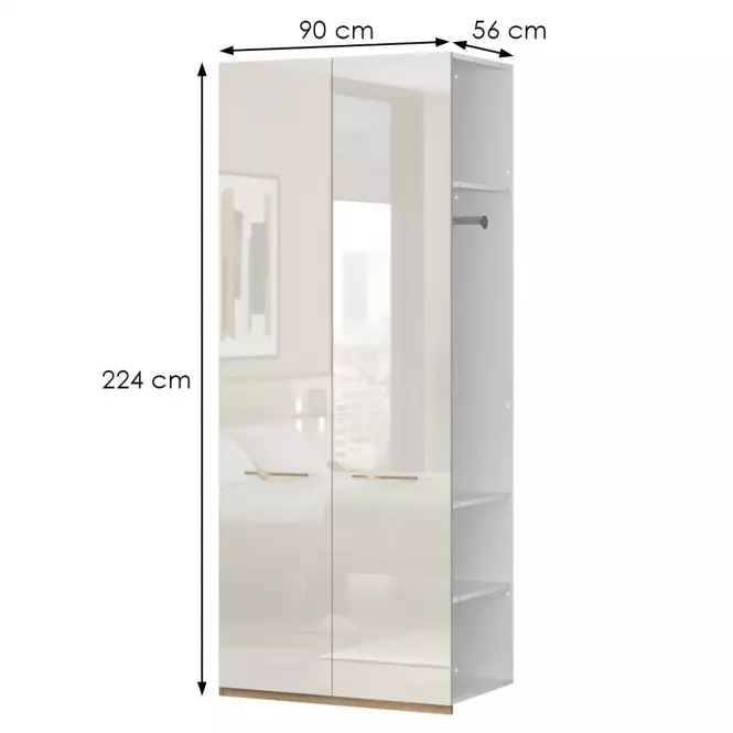 Skriňa 2d Gala lakované dp2/gl pacific walnut/beige