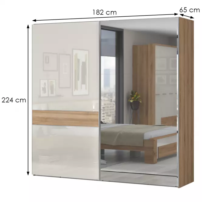 Skriňa 2d Gala pk181-og/gl lakované pacific walnut/beige