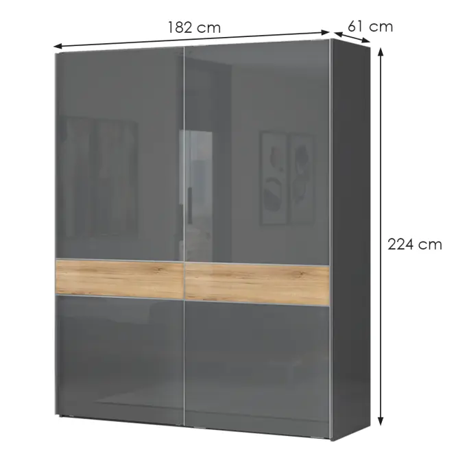 Skriňa 2d Onyx pk181/on lakované pacific walnut/antracit,2