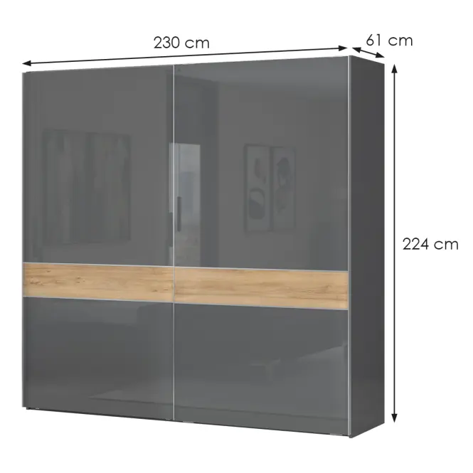 Skriňa 2d Onyx pk231/on lakované pacific walnut/anthracit,2