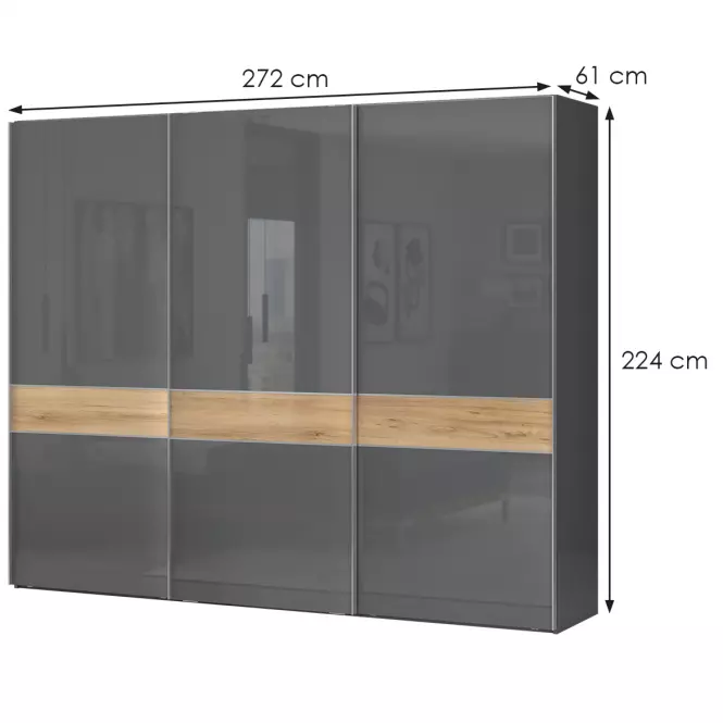 Skriňa 3d Onyx pk281/on lakované pacific walnut/anthracit,2