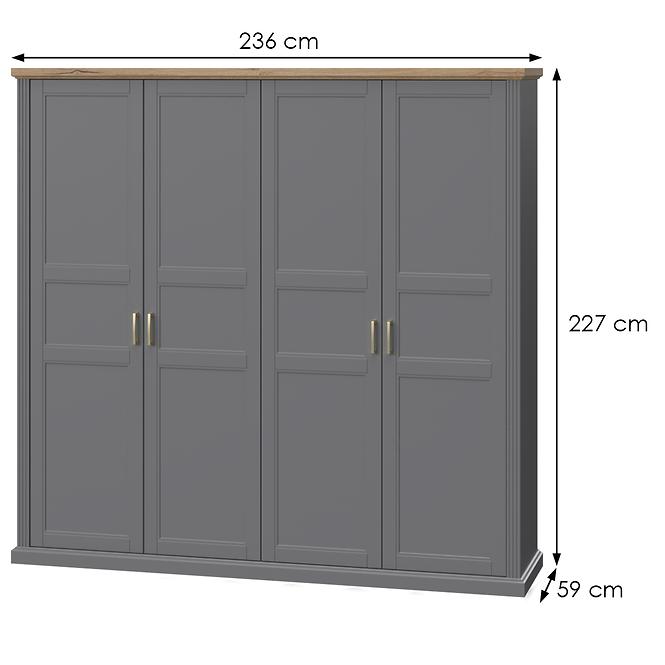 Skriňa 4d Tara p4/ta graphite/pacific walnut