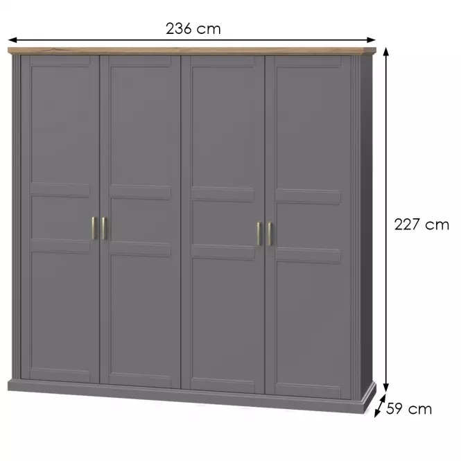 Skriňa 4d Tara p4/ta graphite/pacific walnut,2