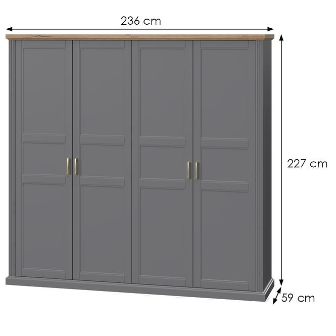 Skriňa 4d Tara p4/ta graphite/pacific walnut,2