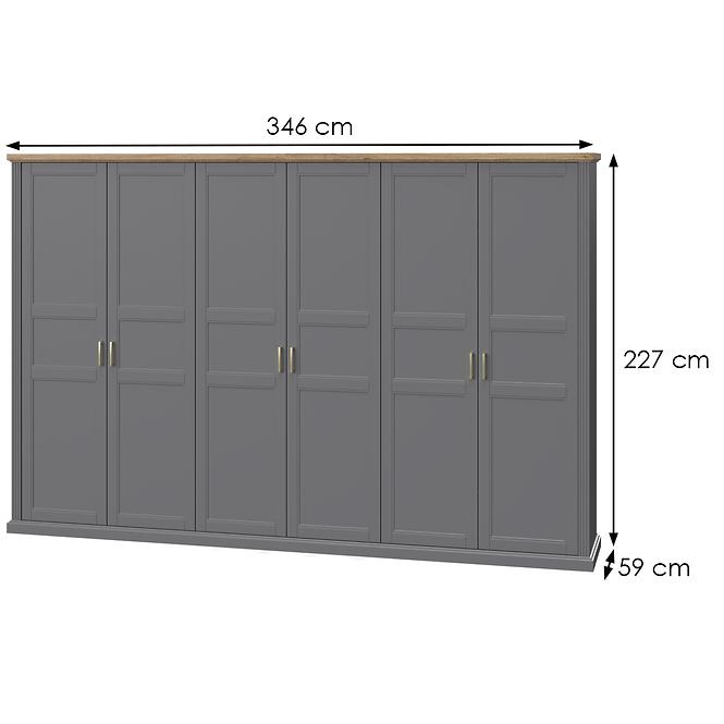 Skriňa 6d Tara p6/ta graphite/pacific walnut,2