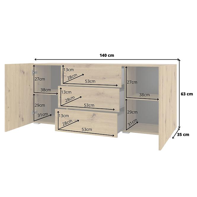 Komoda 2d3s Ava 26 artisan/čierna