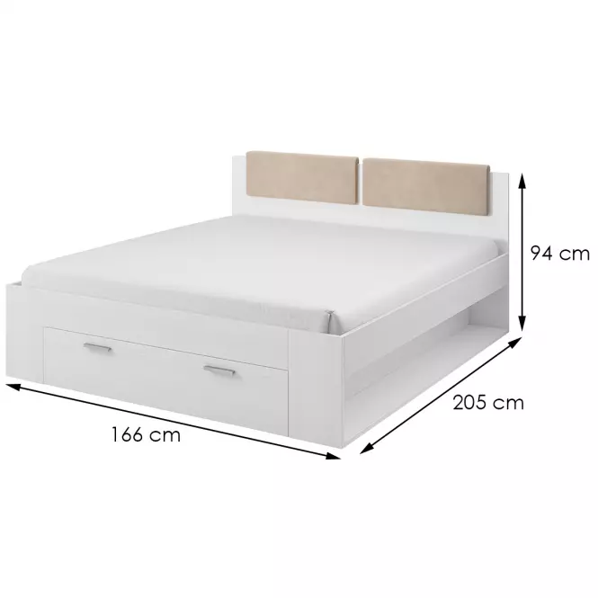 Posteľ Galaxy 51 160/200 so zásuvkami biela (abisko),2