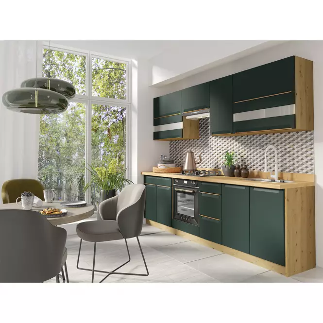 Kuchynská Linka Glamour 260 C Plus s prac. doskou zelená