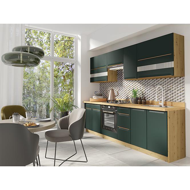 Kuchynská Linka Glamour 260 C Plus s prac. doskou zelená