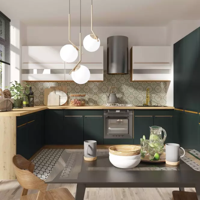 Kuchynská Linka Glamour 260 C Plus s prac. doskou zelená,6