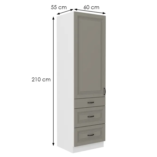 Kuchynská skrinka Stilo claygrey/biely 60dks/210 3s 1f,2