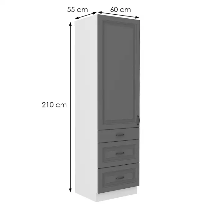Kuchynská skrinka Stilo dustgrey/biely 60dks/210 3s 1f