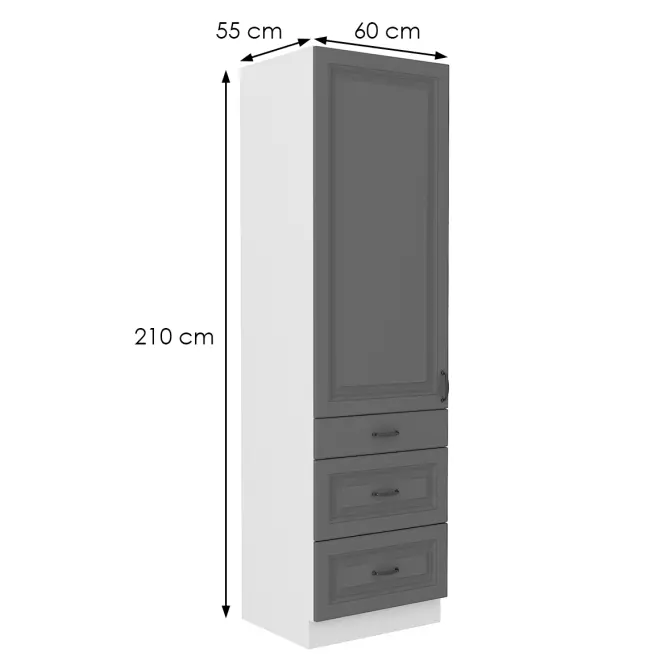 Kuchynská skrinka Stilo dustgrey/biely 60dks/210 3s 1f,2