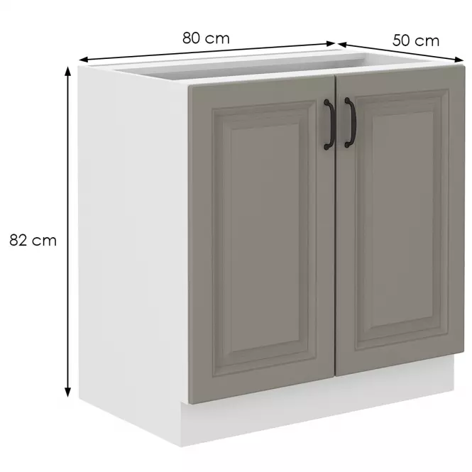 Kuchynská skrinka Stilo claygrey/biely 80d 2f bb
