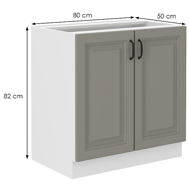 Kuchynská skrinka Stilo claygrey/biely 80d 2f bb