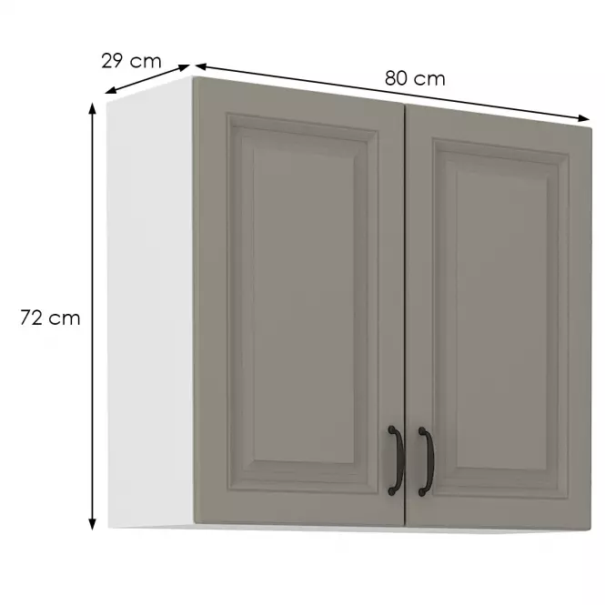 Kuchynská skrinka Stilo claygrey/biely 80g/72 2f,2