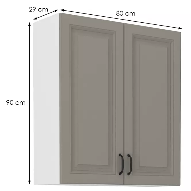Kuchynská skrinka Stilo claygrey/biely 80g/90 2f
