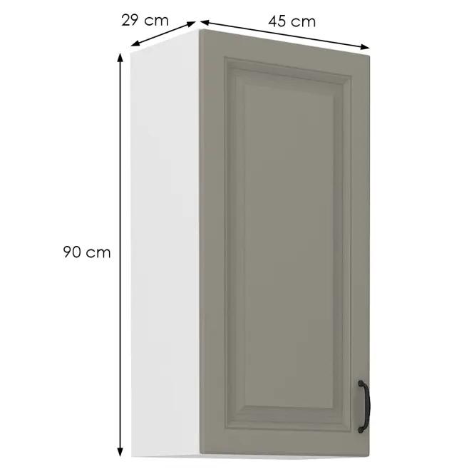 Kuchynská skrinka Stilo claygrey/biely 45g/90 1f,2