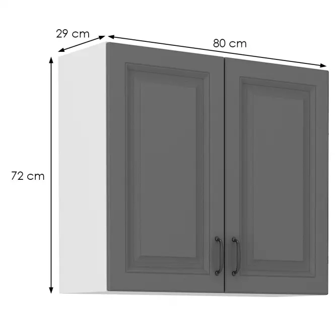 Kuchynská skrinka Stilo dustgrey/biely 80g/72 2f