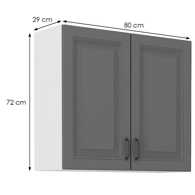 Kuchynská skrinka Stilo dustgrey/biely 80g/72 2f