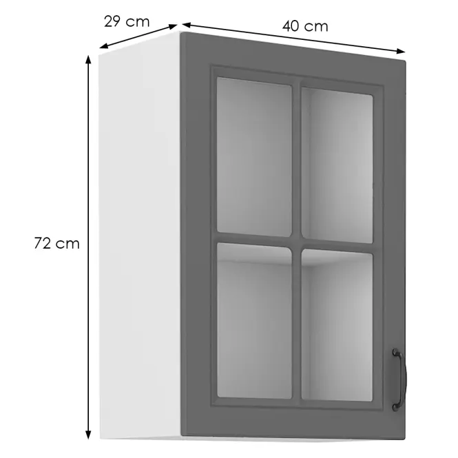 Kuchynská skrinka Stilo dustgrey/biely 40gs/72 1f,2