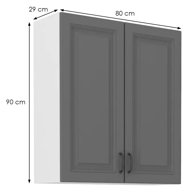 Kuchynská skrinka Stilo dustgrey/biely 80g/90 2f,2