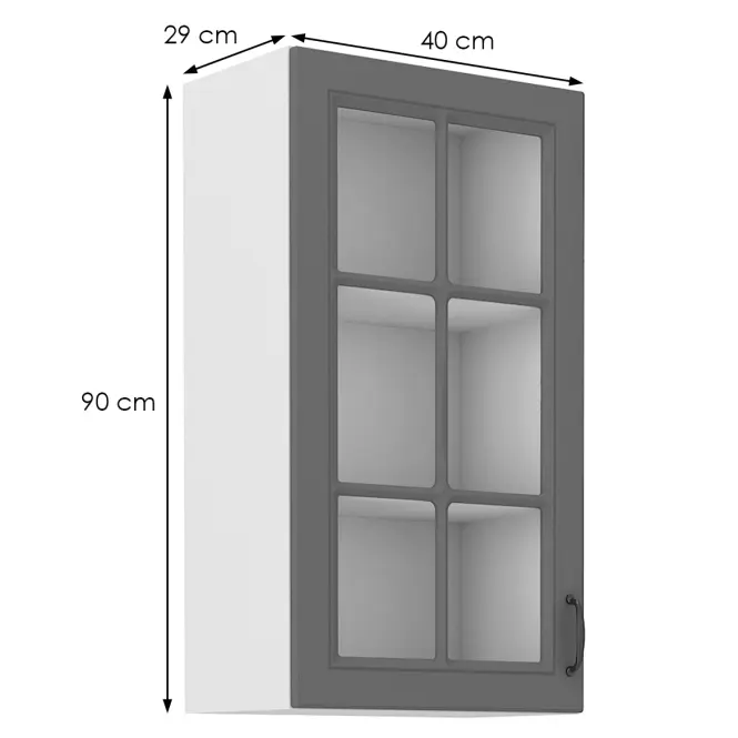 Kuchynská skrinka Stilo dustgrey/biely 40gs/90 1f,2