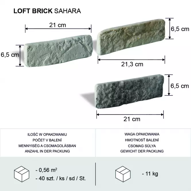 Betónový obkladový kameň Loft Brick Sahara