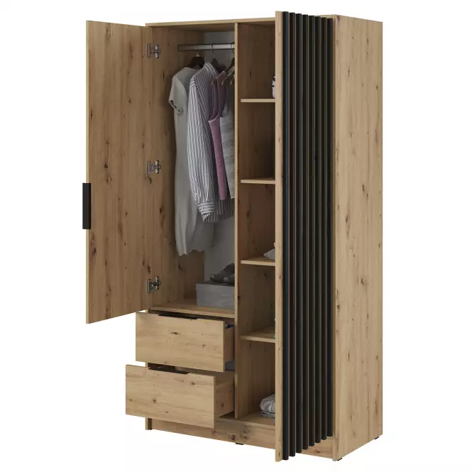 Skriňa Nelly 2d Dub Artisan/Čierna,3