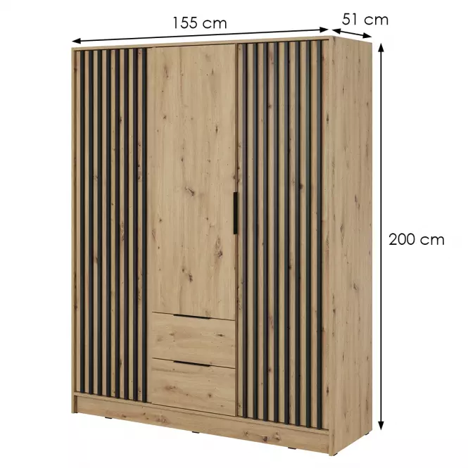 Skriňa Nelly 3d Dub Artisan/Čierna,2